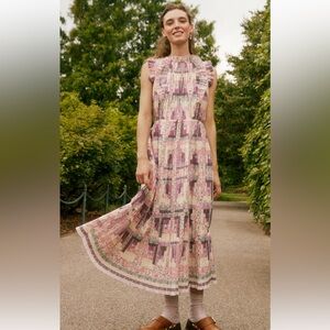 Sea New York Naya Print Box Pleat Maxi Dress -S